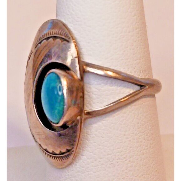 Native American Navajo Vintage Sterling Turquoise Ring s7 (1383) - Picture 2 of 6